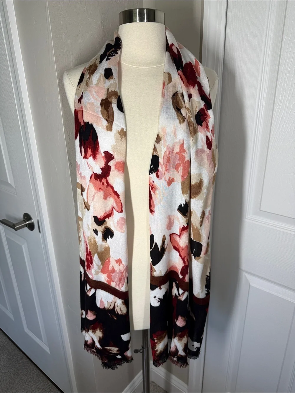 Pink and brown floral scarf